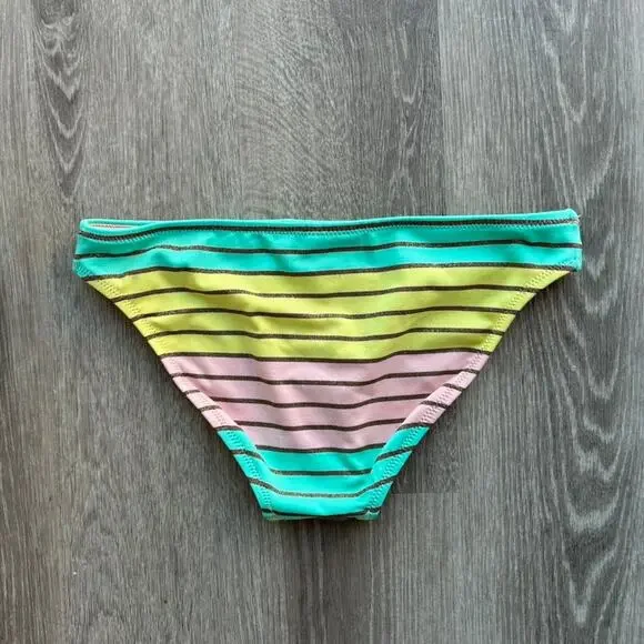 Trina Turk Lurex Stripe Bikini Bralette Top Pastel Stripe Swim Size 6 Pink Teal - Picture 10 of 16